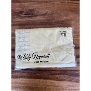 Vintage Lady Pepperell Fine Muslin Yellow  100% Cotton Double Flat Sheet 81x108